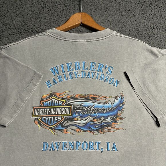 Vintage Harley Davidson T-Shirt Mens Medium 90’s Made USA Single Stitch Flames - Picture 1 of 14